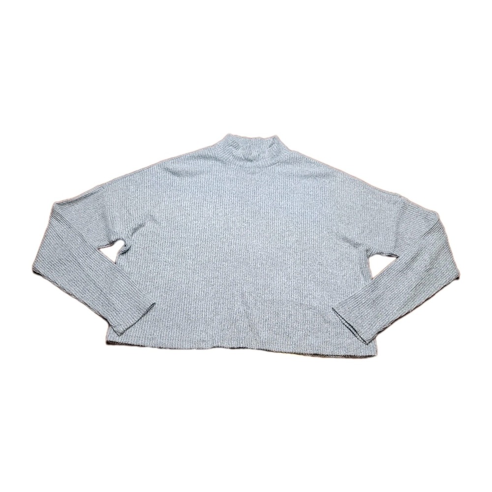 Garage Cropped Ribbed Sweater Mock Neck Black White Gray G/L Large Oversized